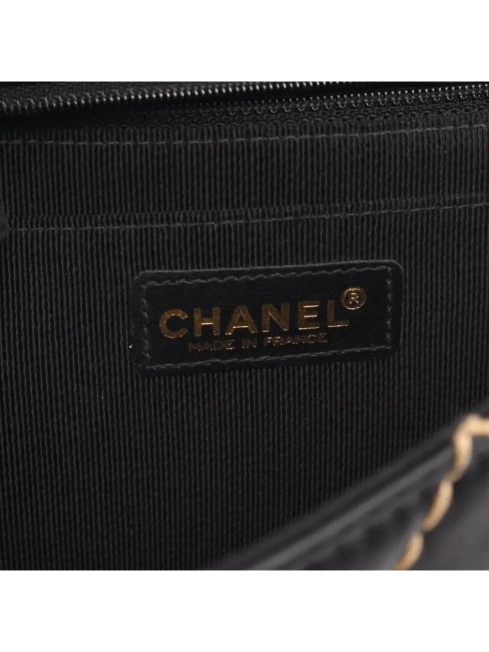 Chanel Shoulder Bag Wild Stitch Black Beige Lambskin Chain